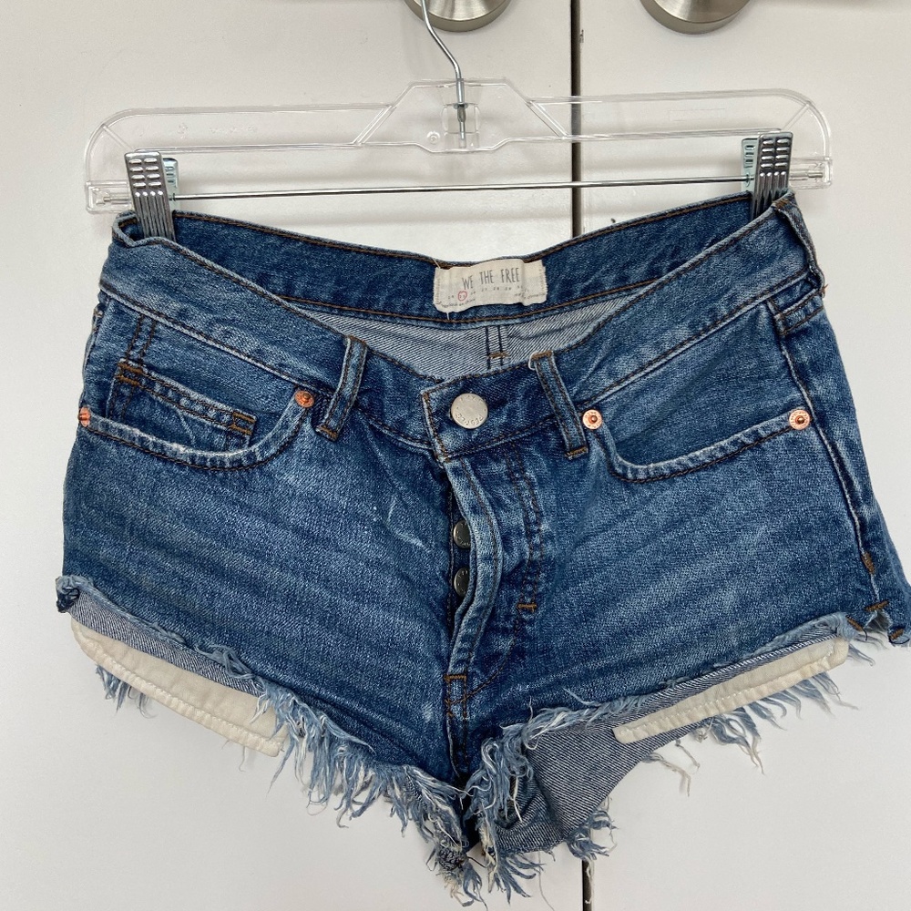 Free People Medium Wash Denim Shorts